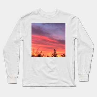 Prism Violet, Royal Blue, Deep Sea Coral Pink And Gold Clouds In The Sunset Sky Long Sleeve T-Shirt